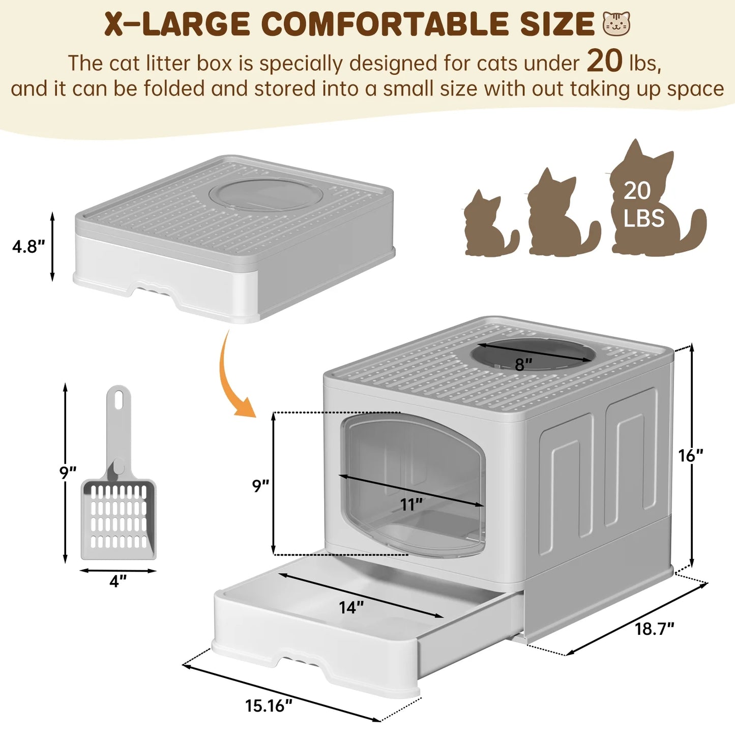 Disposable Litter Boxes for Cats, Large Sized 5-Pack, Disposable Cat Litter Box for Rabbits, Guinea Pigs, Small Animals or Travel, Extra Thick, Very Sturdy and Durable and Water Resistant