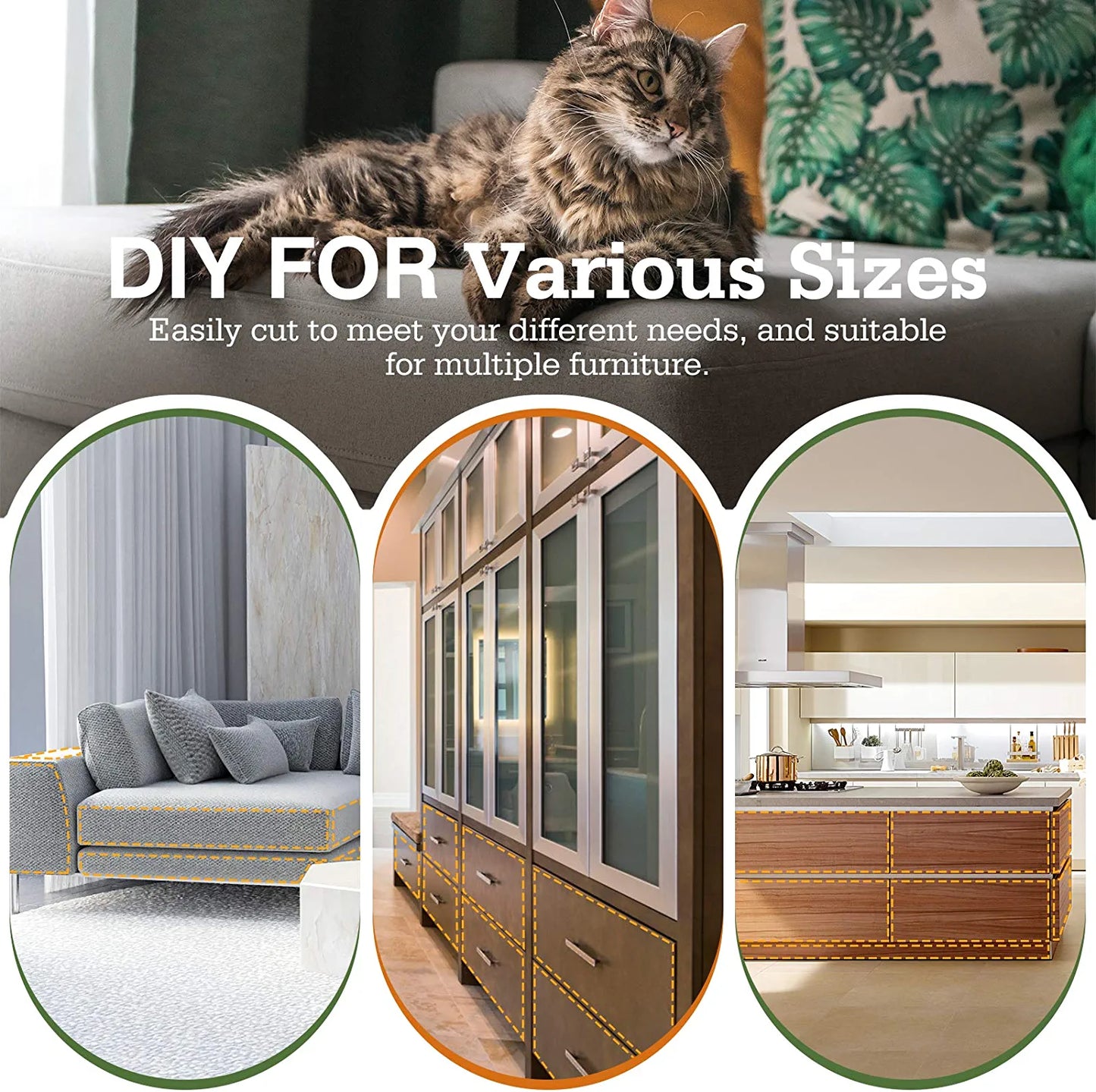 Cat Scratch Furniture Protector,【16 Pack】Cat Scratch Deterrent Tape, Furniture Protectors Training Tape, Couch Corner Cat Scratch Repellent with 90 PCS Upholstery Pins, White
