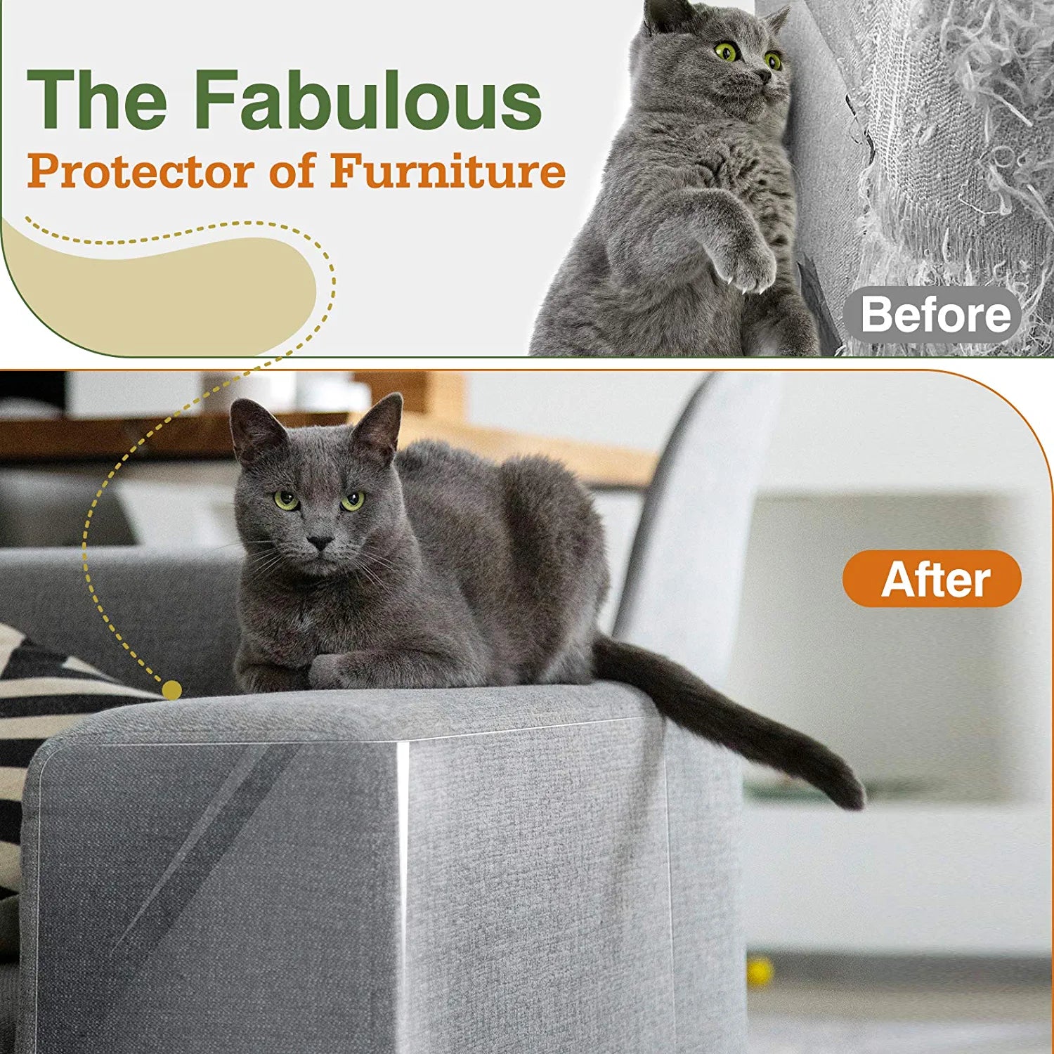 Cat Scratch Furniture Protector,【16 Pack】Cat Scratch Deterrent Tape, Furniture Protectors Training Tape, Couch Corner Cat Scratch Repellent with 90 PCS Upholstery Pins, White