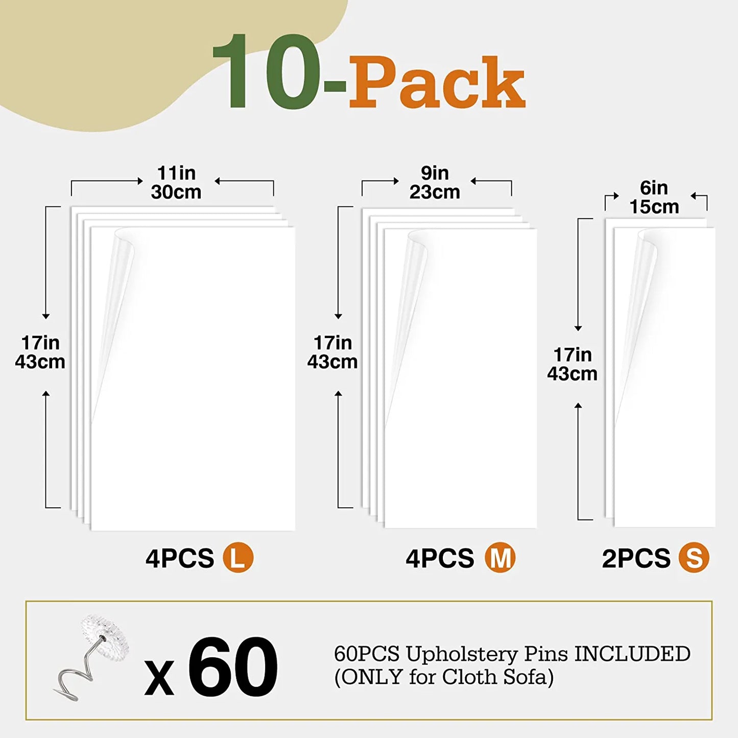 Cat Scratch Furniture Protector,【16 Pack】Cat Scratch Deterrent Tape, Furniture Protectors Training Tape, Couch Corner Cat Scratch Repellent with 90 PCS Upholstery Pins, White