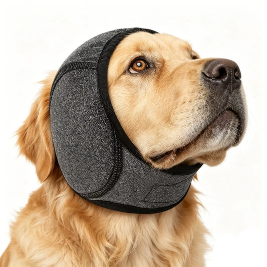 Dog Ears Cover, Dog Ear Muffs Noise Protection, Adjustable No Shake Ear Wrap Comfortable Quiet Dogs Calming Hood Blow,Doggy Head Warp Ear Protection for Hematoma Fireworks Bath Swim Blow